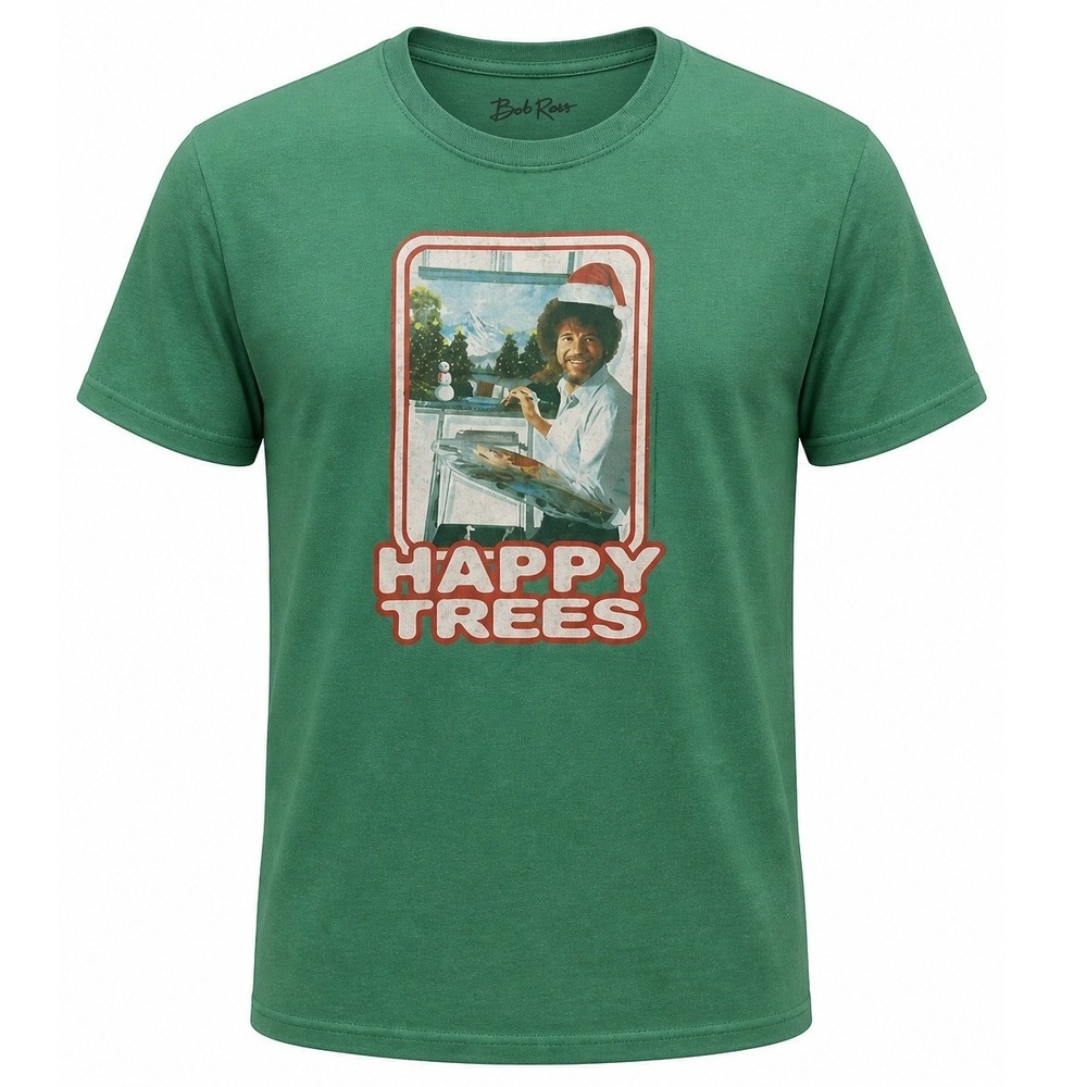 Bob Ross Artist "Happy Trees" Quote Mens T-Shirt M Nostalgia Retro 1970s
